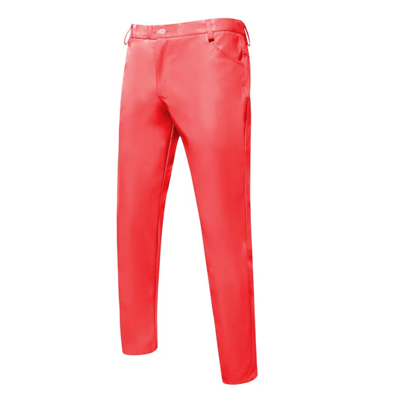 Pantalon en cuir PU pour hommes, Slim, à la mode, rouge, bleu, noir, gris, blanc, nouvelle collection 2024