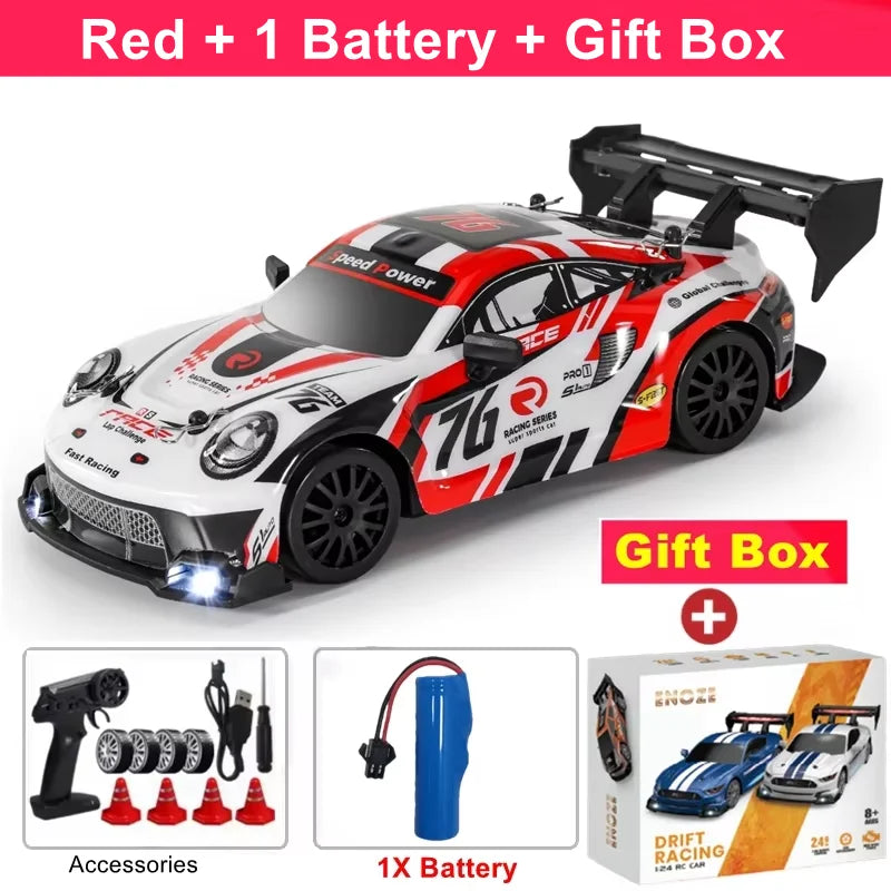4WD RC Drift Car, High-Speed ​​Remote Control Racing Vehicle with LED Lights, 2.4GHz Radio, 4x4 Off-Road Truck, Children's Toy