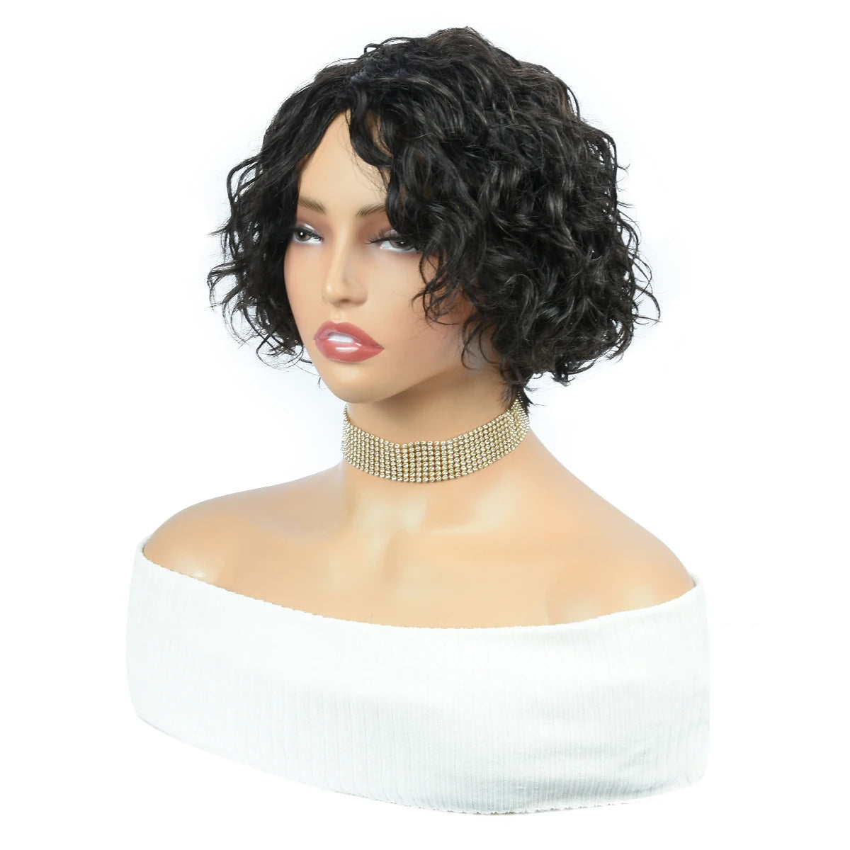HairUGo-Perruques de cheveux humains bouclés pour femmes, entièrement fabriquées à la machine, document naturel, coupe lutin