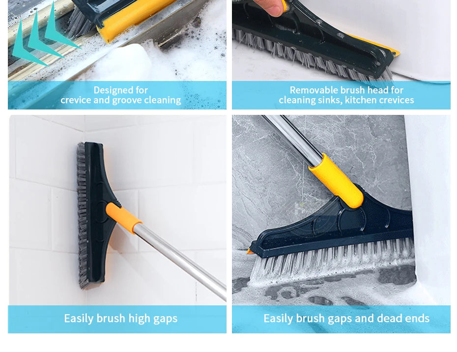 Brosse de nettoyage de sol 2 en 1, brosse de nettoyage à Long manche, essuie-glace amovible, balai magique, raclette, carrelage, outils de nettoyage de cuisine
