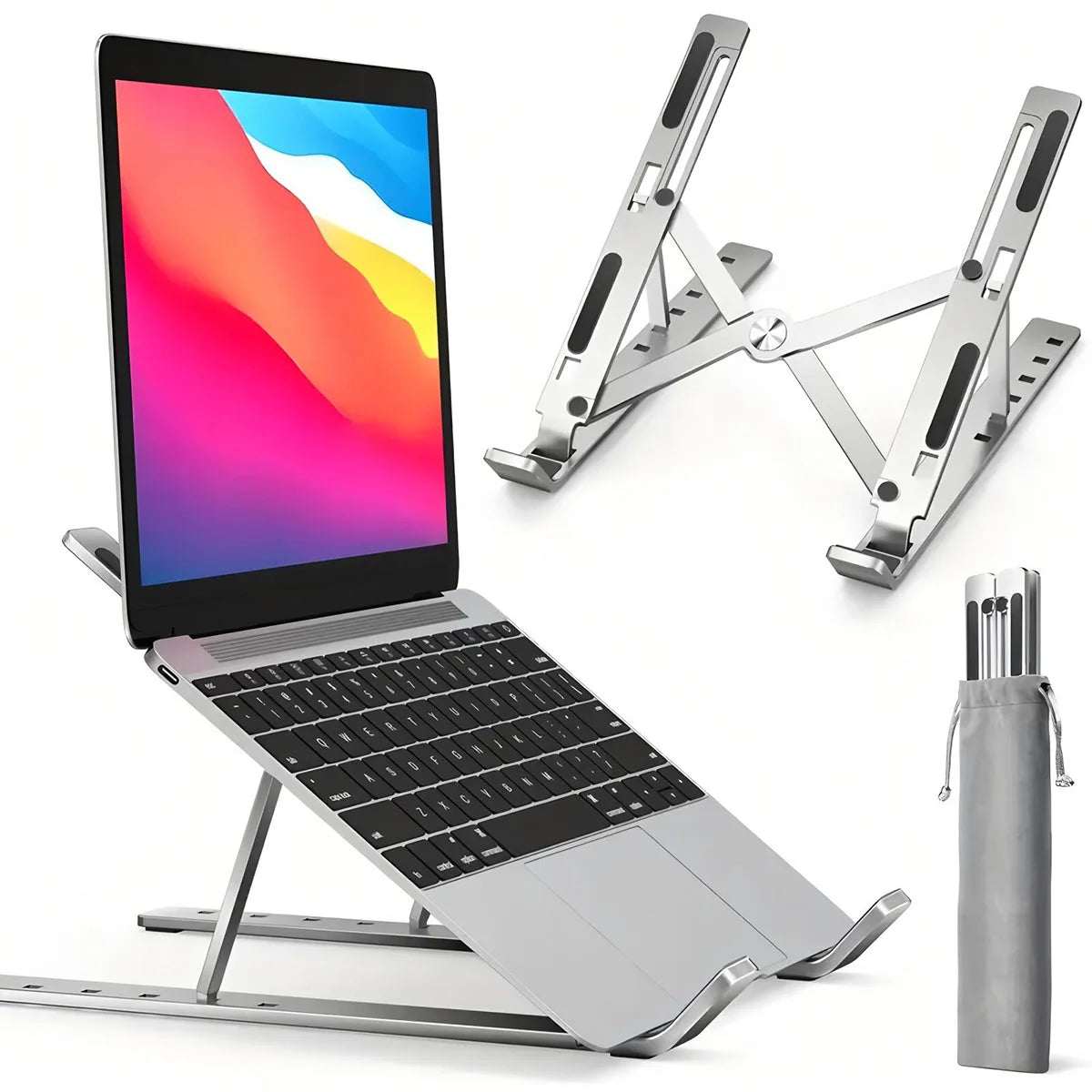Support pour ordinateur portable, sept niveaux réglables, support pliable pour tablette de rehaussement et de refroidissement pour ordinateur portable