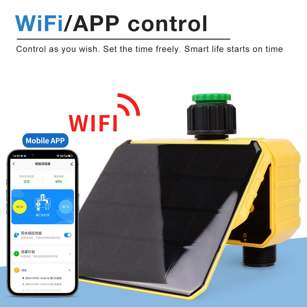 Solar Irrigation Synchronization Controller, Smart Existing System for Garden, Valve with Rain Sensor, WIFI