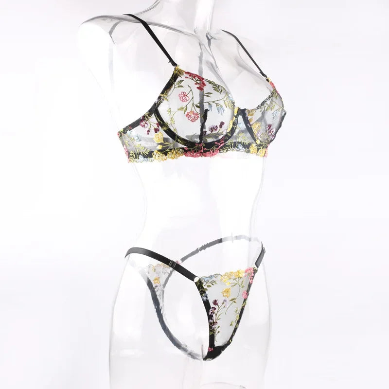 Ensemble de Lingerie érotique pour femmes, sous-vêtements féminins, Perspective Porno, vêtements de nuit en dentelle, ensemble de soutien-gorge Sexy pour culottes sexuelles
