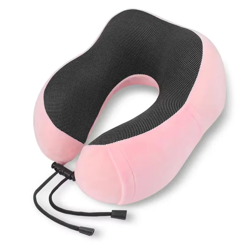 Oreiller cervical en forme de U en mousse à mémoire de forme – Compagnon de voyage doux avec fonction de massage, idéal pour l'avion, la voiture et le soutien cervical