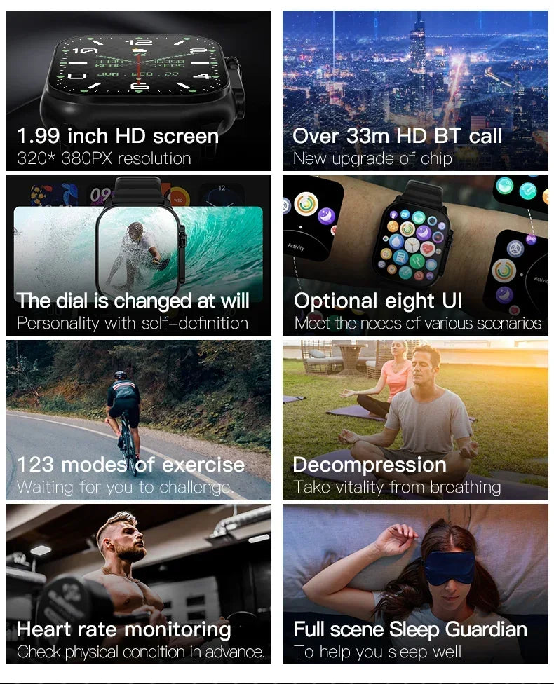 Nouvelle montre T800 U2 montre intelligente 49mm 2024 nouveau NFC hommes femmes GPS piste Bluetooth appel BT jeux de musique sans fil charge Smartwatch