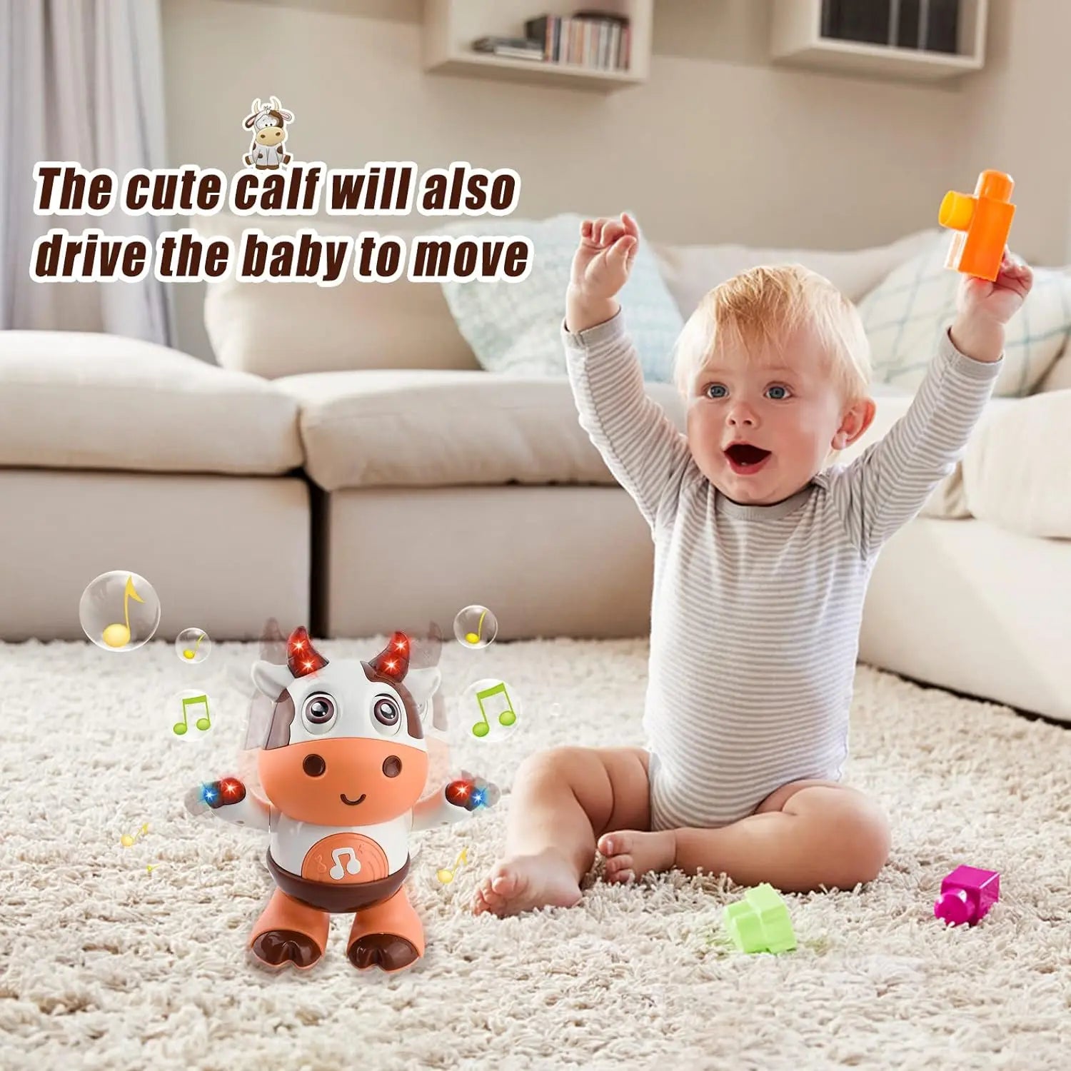 Jouet de vache dansante pour bébé, vache en peluche à musique électrique avec chansons et mouvements amusants, jouets interactifs pour bébé, mignon G de noël pour tout-petits