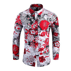 Chemise Slim Zones Me pour hommes, tenues florales, streetwear vintage, style chinois, chemises provoqué à manches longues, chemisiers pour hommes, 2022