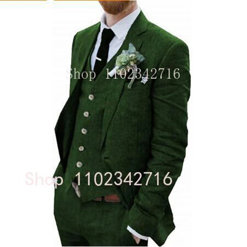 Costume zones me 3 pièces en lin pour hommes, smoking de marié pour mariage, été plage, homme trempé (veste + pantalon + glaçage) Terno, 2023