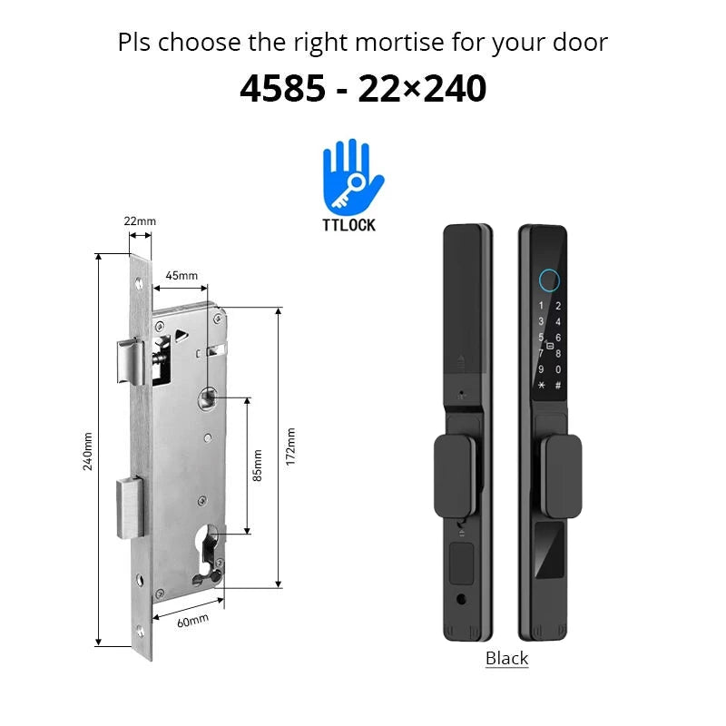 Serrure intelligente pour porte coulissante étanche, application TTLock Alexa, Code numérique par empreinte digitale, carte RFID, Anti-serrure électronique en verre d'aluminium