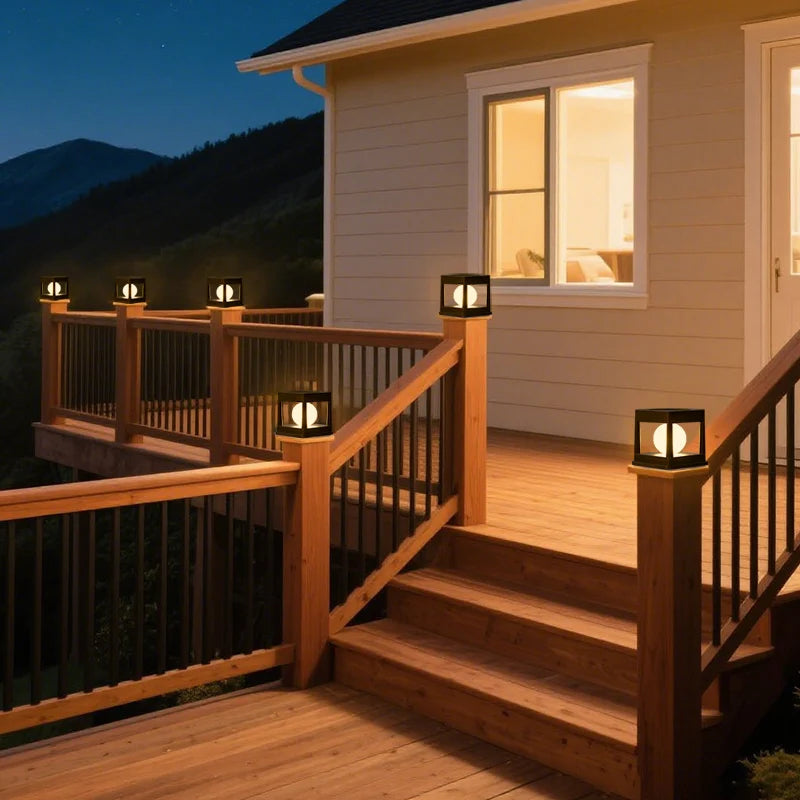 2-LED outdoor solar light, waterproof pillar lights, capital lights, for yards, lawns, walkways, gardens, camping.