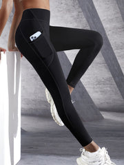Leggings à poches latérales de couleur unie pour femmes, vêtements de sport taille haute, pantalons de Yoga, Push Up, Fitness