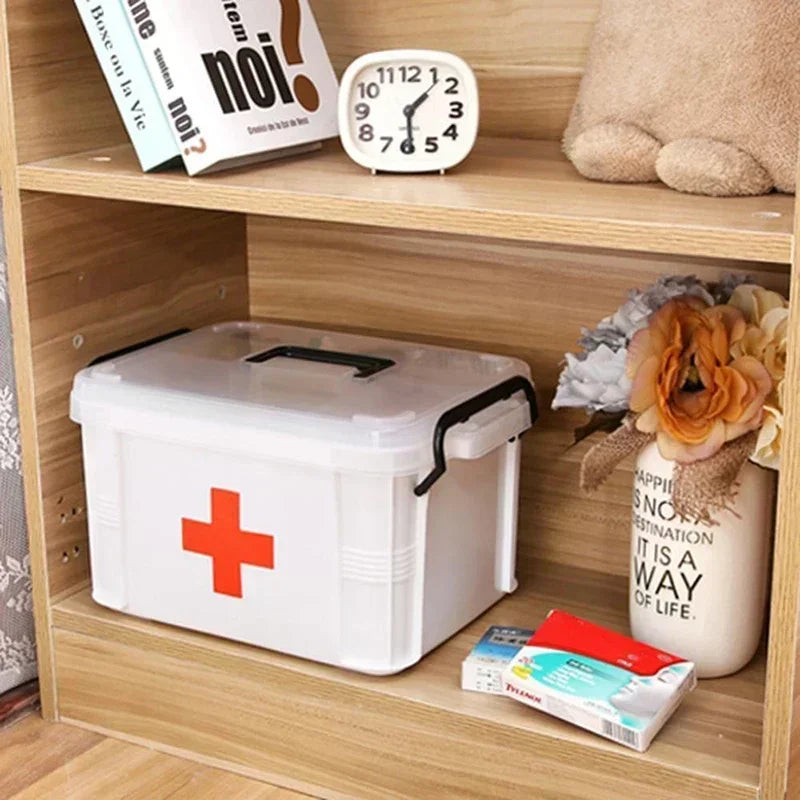 Trousse de premiers secours, boîte de rangement de médicaments, boîte d'urgence Portable, boîtes à médicaments domestiques à Double couche, Kit médical, organisateur de rangement