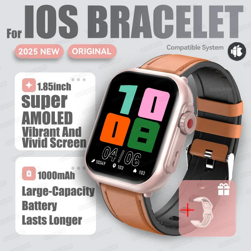 2025 nouvelle mode sport montre intelligente hommes femmes 1.85 pouces HD AMOLED plein écran tactile IP68 étanche Bluetooth appel montres intelligentes