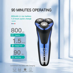 VgazElectric Rasoir Professionnel Étanche Barbe Tondeuse 3D Flottant Rasage Rechargeable Électrique pour Hommes V-306