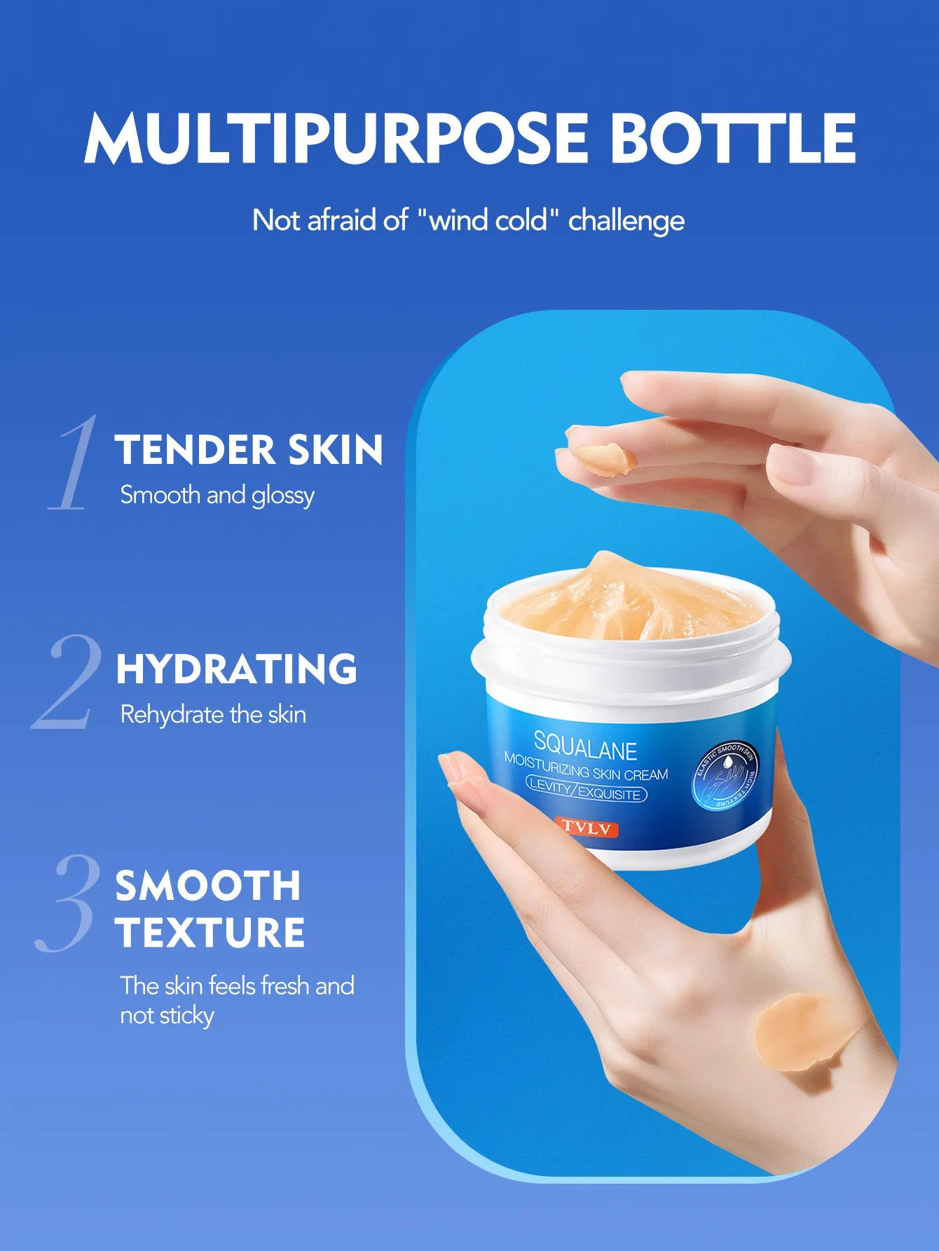 Crème au Squalane ultra-nourrissante pour peaux sèches et rugueuses, hydratant en profondeur, prévient les fissures, la sécheresse, rafraîchissante mais non grasse