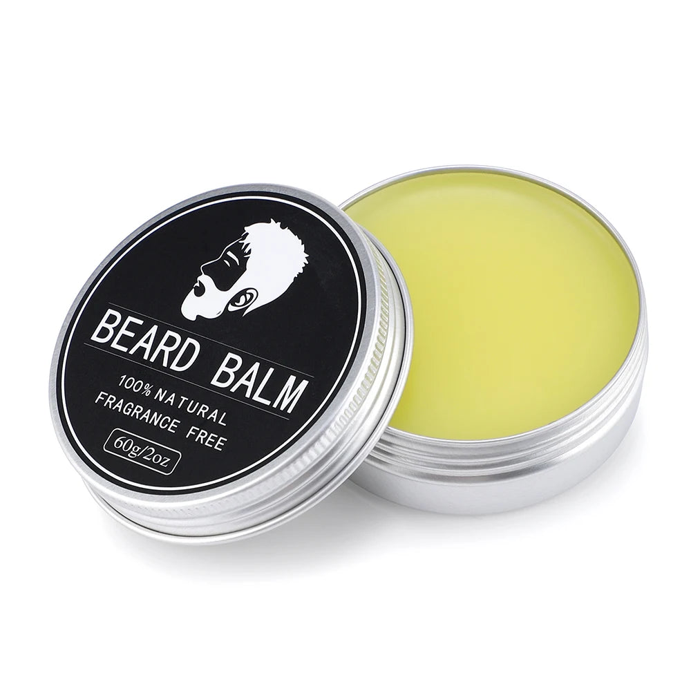 Baume à barbe pour hommes, 60g, cire de croissance des poils du visage, épais, hydratant, nourrissant, crème professionnelle pour moustache, soins pour la barbe