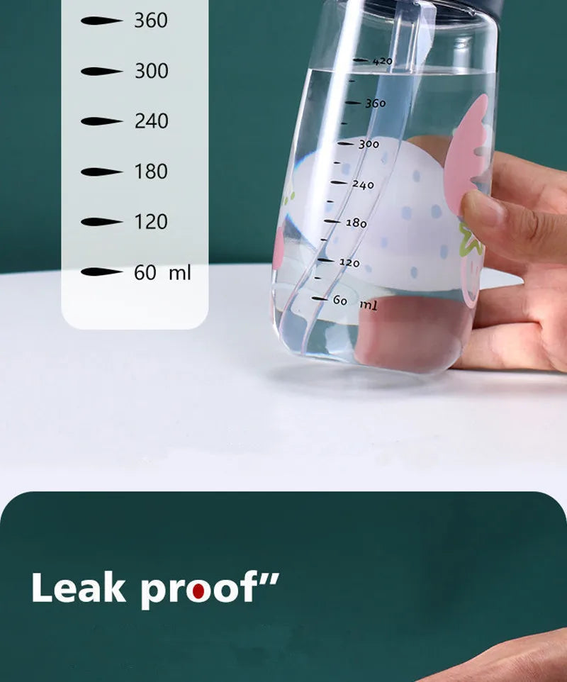 Bouilloire à boire en plastique pour enfants, tasse d'école Portable, bouteille d'eau pour enfants avec paille saine et sans BPA, 450ML