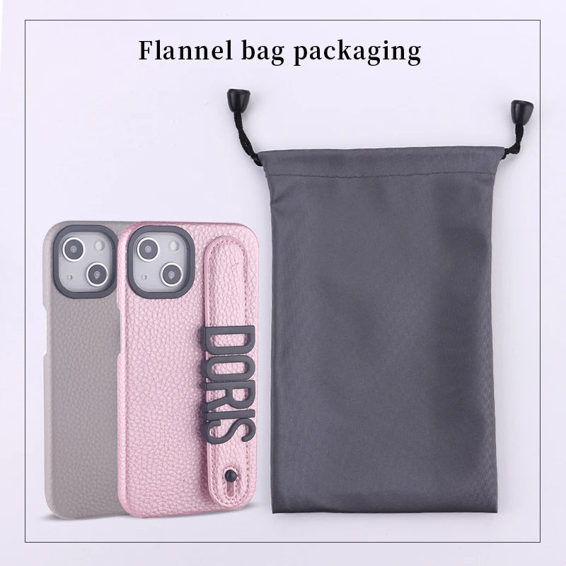 Étui de téléphone en cuir personnalisé avec nom de lettre, porte-carte de bracelet personnalisé, iPhone 16, 15, 14, 13, 12, 11Pro Max, 16Plus