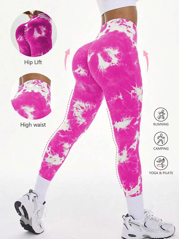 Pantalon de Yoga sans couture pour femmes, teinture par nouage, taille haute, doux et confortable, vêtements de sport, Leggings d'entraînement, collants