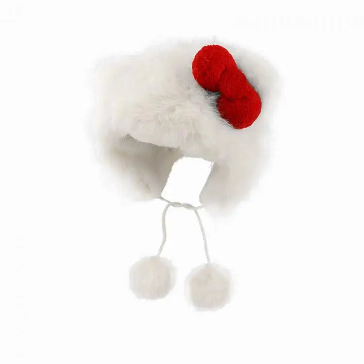 Chapeau seau mignon Hello Kitty avec cordon réglable, chapeau d'hiver à la mode, coupe-vent, matériau épais, casquette Streetwear Kawaii pour fille