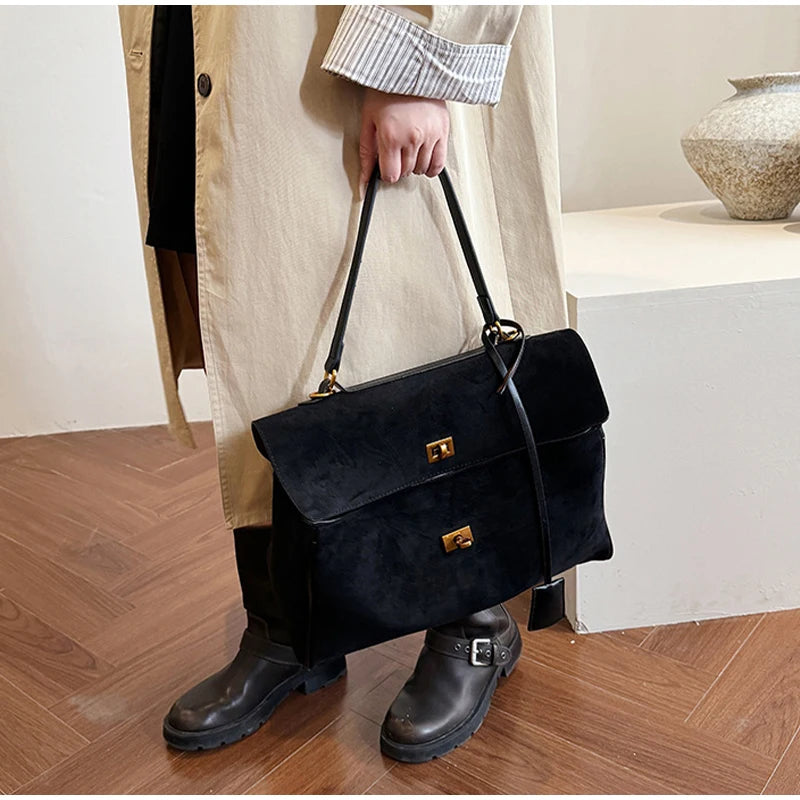 Sac à main de luxe pour femmes, café violet, marque avancée, Simple, fourre-tout en daim givré, sac à bandoulière de voyage pour banlieue