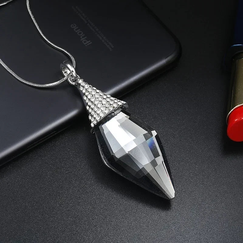 Colliers longs avec pendentif trapézoïdal en pierre semi-précieuse pour femmes, Vintage carré géométrique, cadeaux féminins, bijoux, nouvelle collection 2025