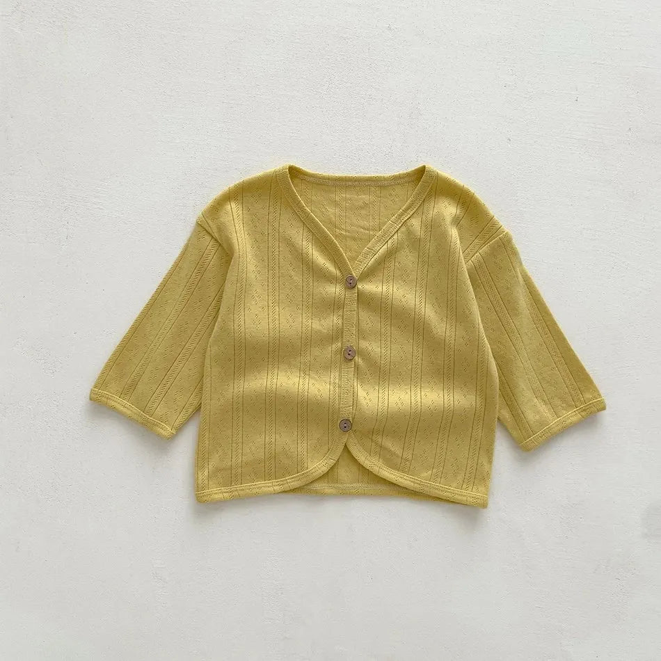 Veste d'été légère à manches longues pour enfants, vêtements pour tout-petits, cardigan solide pour documents, vêtements décontractés coréens pour bébés garçons et filles