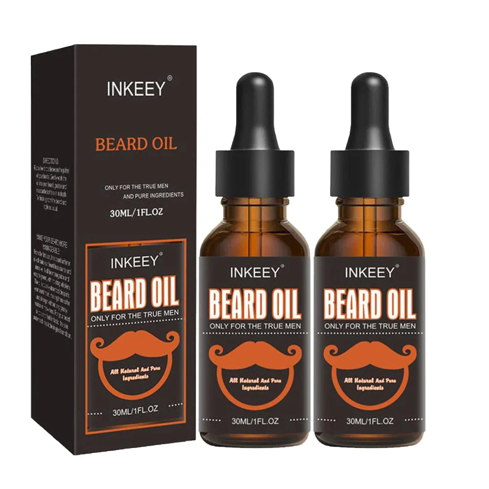 Huile de Soin de la Barbe Biologique Naturelle pour Homme, Brillance Rapide, Adoucissement de la Barbe, Renforce les Moustaches, Lisse, Nourrissant, Soins Capillaires, 2 Pièces