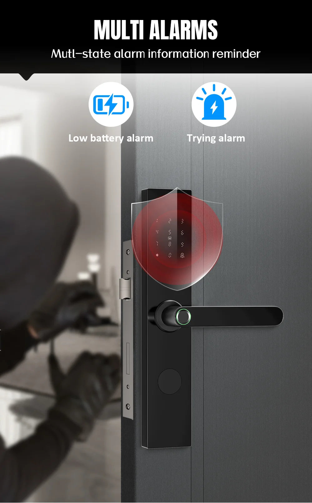 Tuya – serrure de porte intelligente Wifi à empreintes digitales, électronique numérique, carte IC, mot de passe, clé, déverrouillage à distance par application, fonctionne avec Aleax