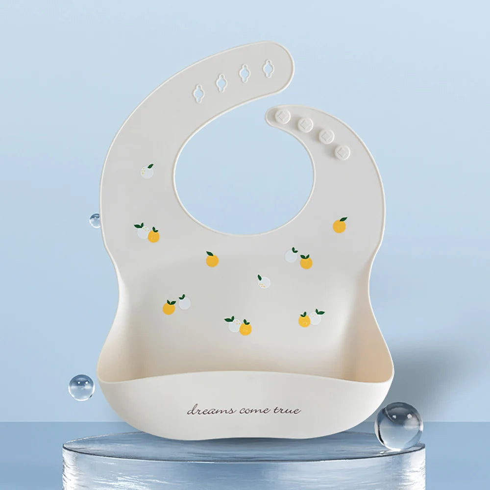 Bavoir imperméable en Silicone souple pour bébé, écharpe d'été, imprimé cerise mignon, bavoirs réglables, tissus à roter, tabliers d'alimentation pour bébé, manger pour enfants