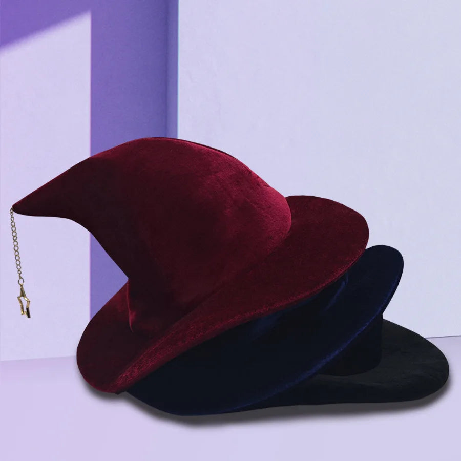 Chapeau de sorcière d'halloween pour enfants et adultes, avec motif étoile mon, chapeau de magicien, Costume de Cosplay, accessoires de déguisement amusants pour fête d'halloween