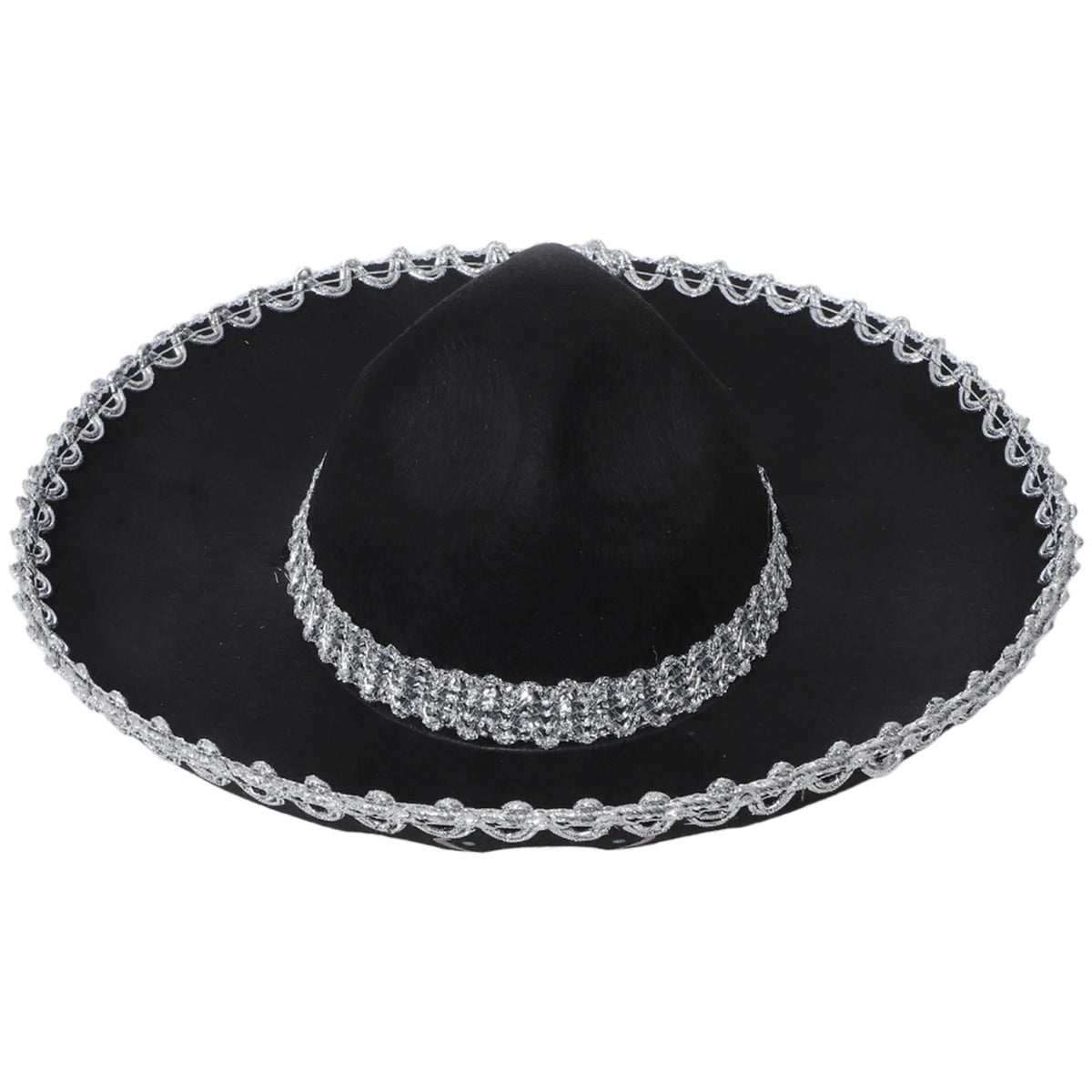 Chapeau mexicain unisexe pour adultes et enfants, motif de crâne tressé métallique, chapeau noir à large bord pour l'été, chapeau de soleil en plein air, accessoire de Cosplay d'halloween