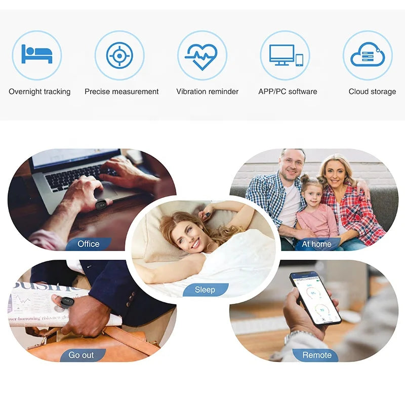 Oxymètre de sommeil Bluetooth Lepu, analyse de date, saturation en oxygène, appareil d'oxymétrie de nuit pendant le sommeil