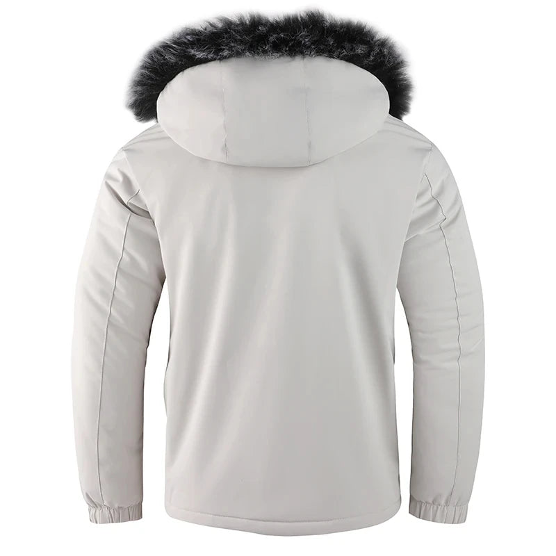 Men's cotton hooded jacket, casual style, windproof, padded, cool solid color, simple cotton clothing, autumn and winter