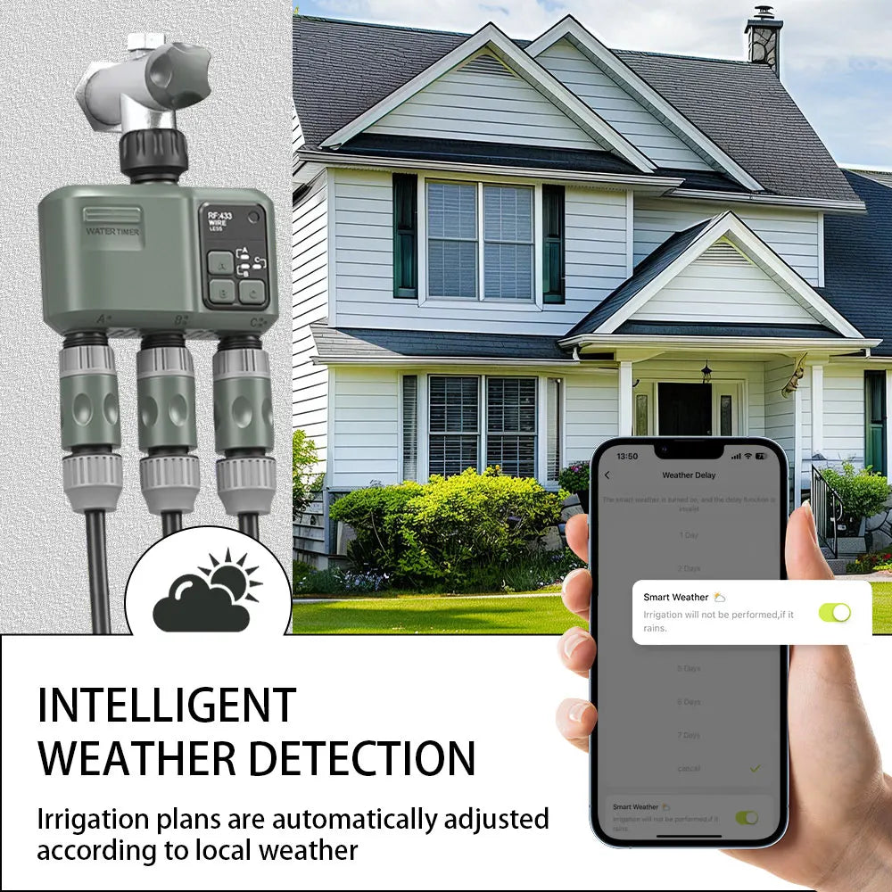 Tuya RF433 WIFI minuterie d'eau automatique jardin Machine d'irrigation numérique arroseur Intelligent utilisé en extérieur pour économiser de l'eau et de l'heure