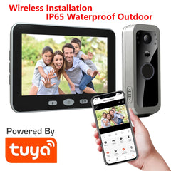 Tuya Smart Life 1080P WiFi vidéo sonnette batterie 100% système d'interphone de porte sans fil PIR caméra extérieure 5 pouces écran de moniteur