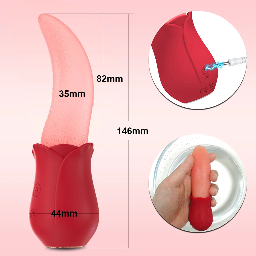 Vibromasseur Rose à succion avec léchage de langue pour femmes, Stimulation clitoridienne, stimulateur de mamelons, produits pour adultes, jouets sexuels