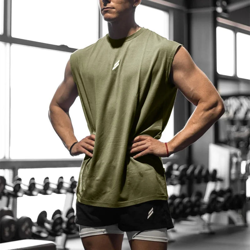 Camiseta deportiva sin mangas para hombre, chaleco de secado rápido, transpirable, ample, pour entraînement, Verano