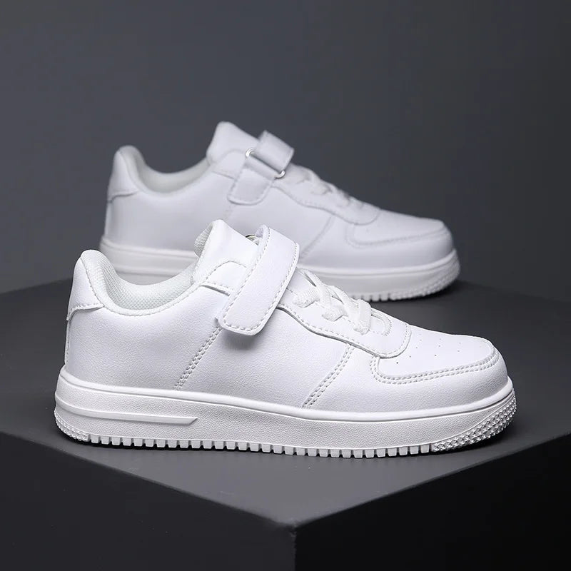 Chaussures noires pour enfants, baskets de sport en cuir pour garçons de 6 à 12 ans, décontractées, de Tennis, nouvelle collection 2024