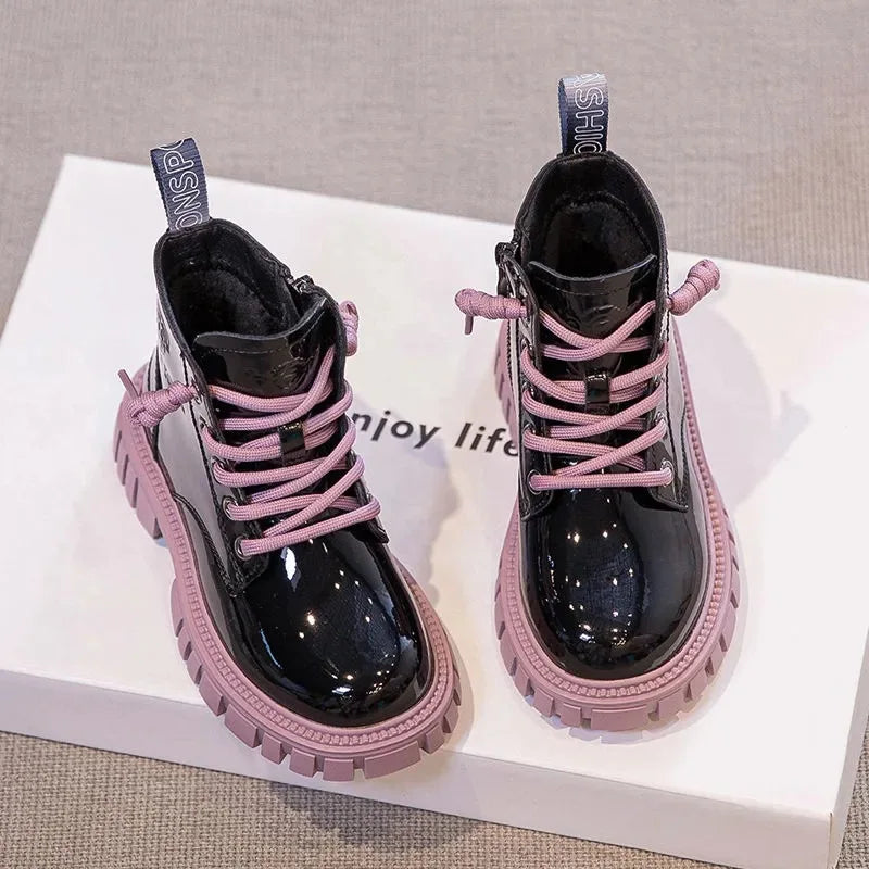 Bottes de neige imperméables pour enfants, style britannique, bottes de rinçage pour enfants, bottes chaudes pour garçons et filles, mode automne et hiver, 3 à 15 ans