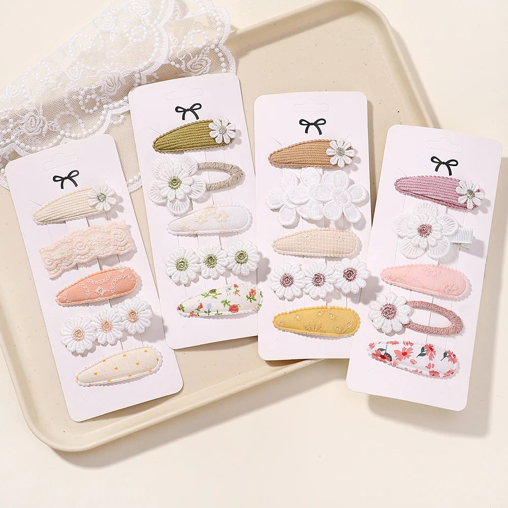 Enfants frais pince à cheveux ensemble fleur imprimé doux papillon épingles à cheveux enfants BB cheveux frange Clips Barrettes fille accessoires chapeaux