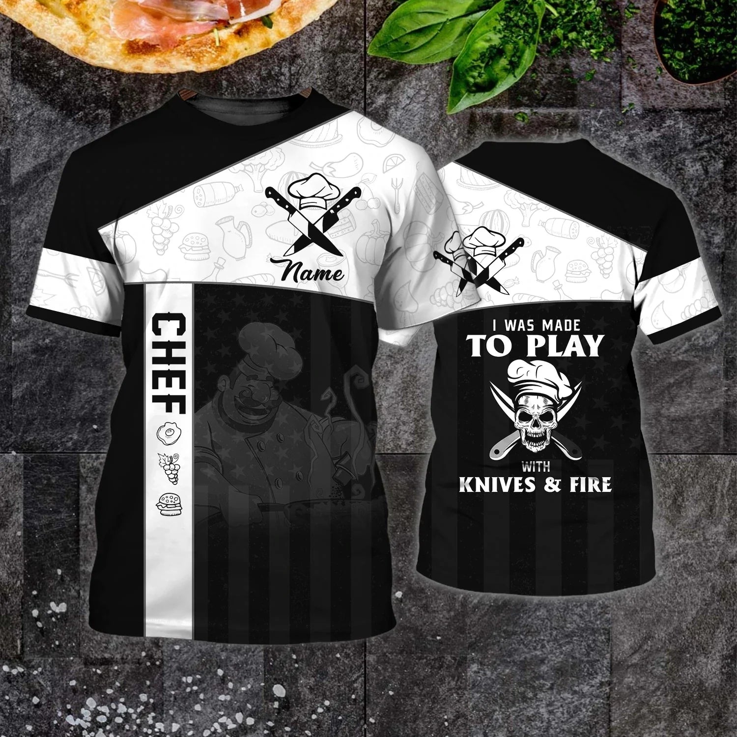 Uniforme de travail de chef pour hommes, T-shirt avec nom personnalisé, impression 3D, décontracté, 2023, séchage rapide et respirant, grande taille