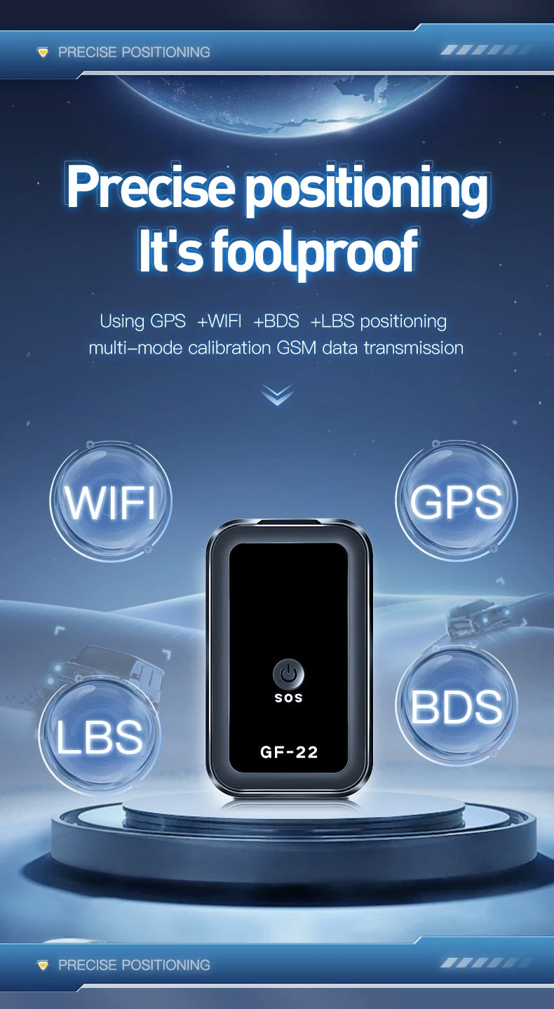 GF22 Car Tracker, Real-Time GPS Positioning Device, Anti-Loss, Accurate Locator, SOS Alarm Device