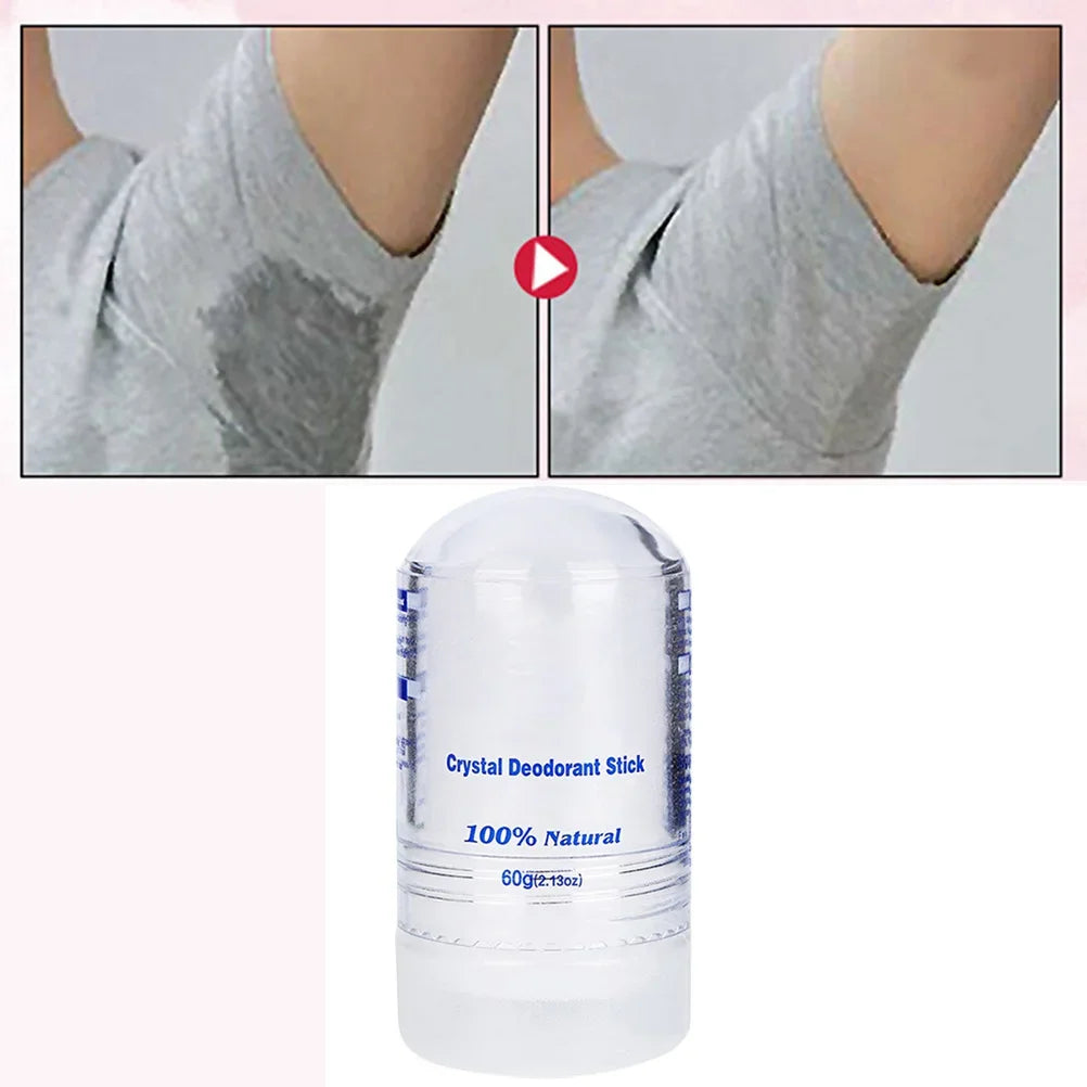 Bâton déodorant en cristal pour hommes et femmes, 60g, dissolvant d'odeurs pour le corps, les aisselles, anti-transpirant naturel