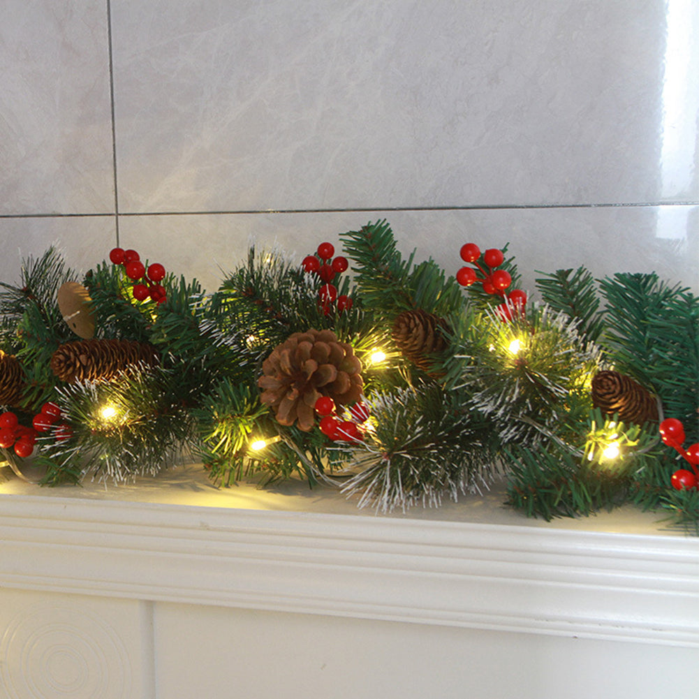 Rattan Festival Garland, 1.8/2.7M, Red Berry Branches, Elegant Party Decoration, Home Wall Door