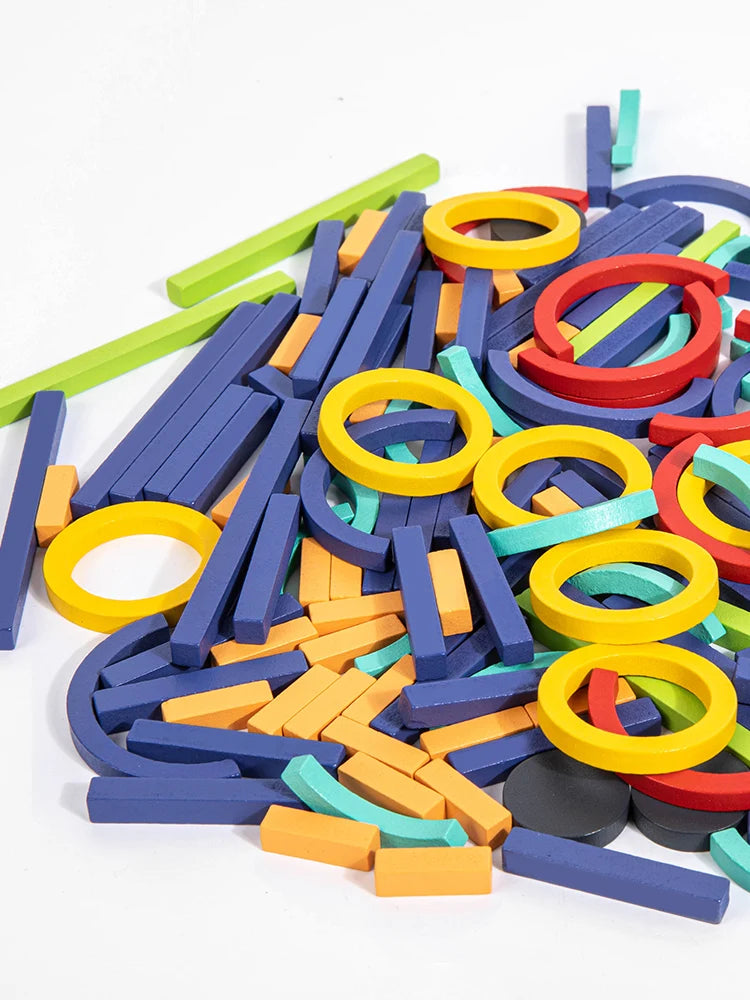 Bâtons et anneaux créatifs en bois, Puzzle, jeu d'intelligence, jouets éducatifs Montessori pour enfants de 3 ans