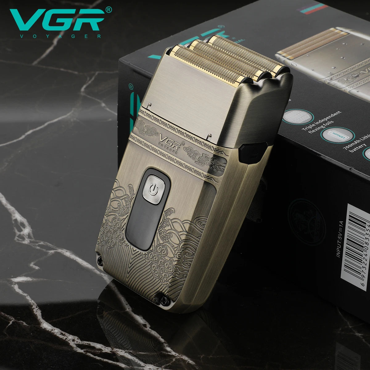 VGR tondeuse tondeuse à barbe pour hommes rasoir electrique homme rasoir Rasateur Professionnelle Rasoir électrique Machine à raser Étanche Tondeuse à barbe Métal Le rasoir Affichage numérique Rasoir pour hommes V-335