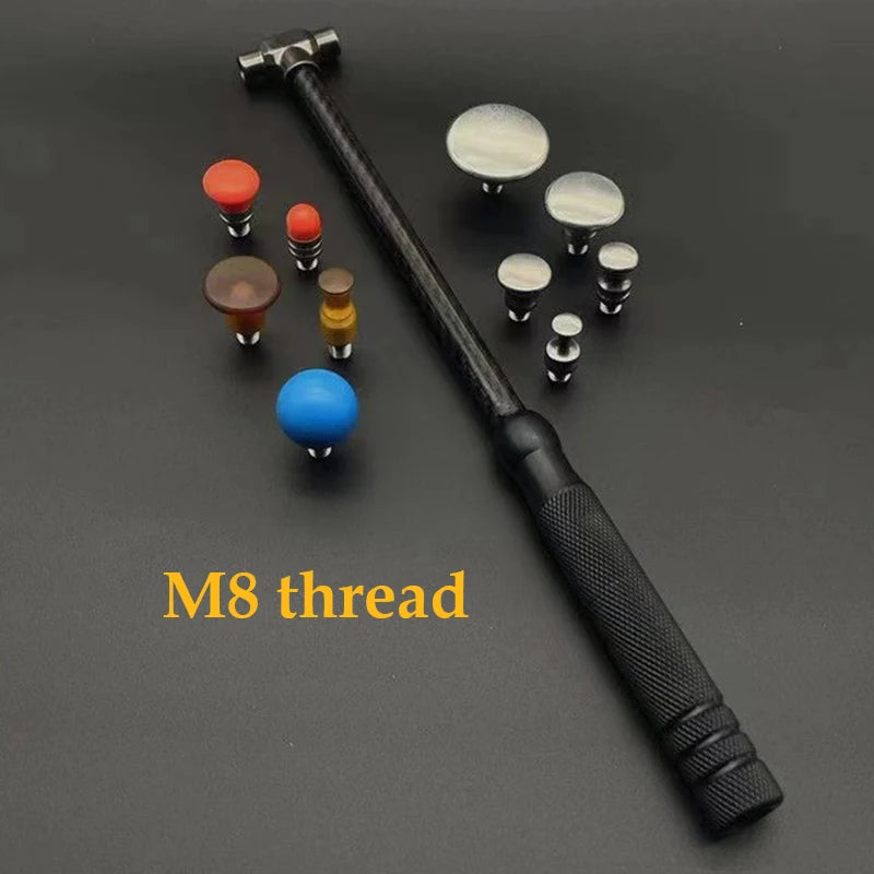 Car dent removal hammer, body repair, impact leveling hammer, replaceable traceless repair tool, carbon fiber and stainless steel