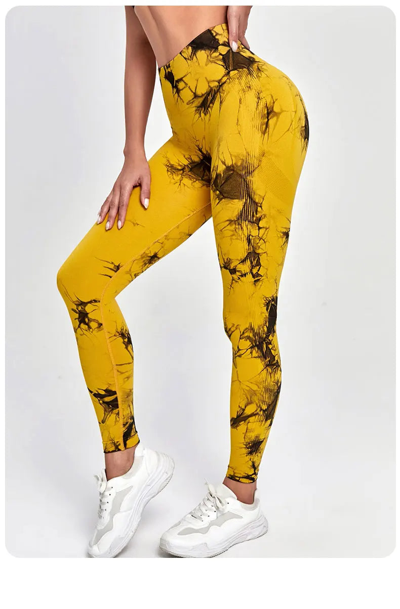 Aught Dye-Leggings de yoga taille haute sans couture pour femmes, pantalons de sport, collants push-up, vêtements de sport, entraînement de fitness, nouveau, 2023