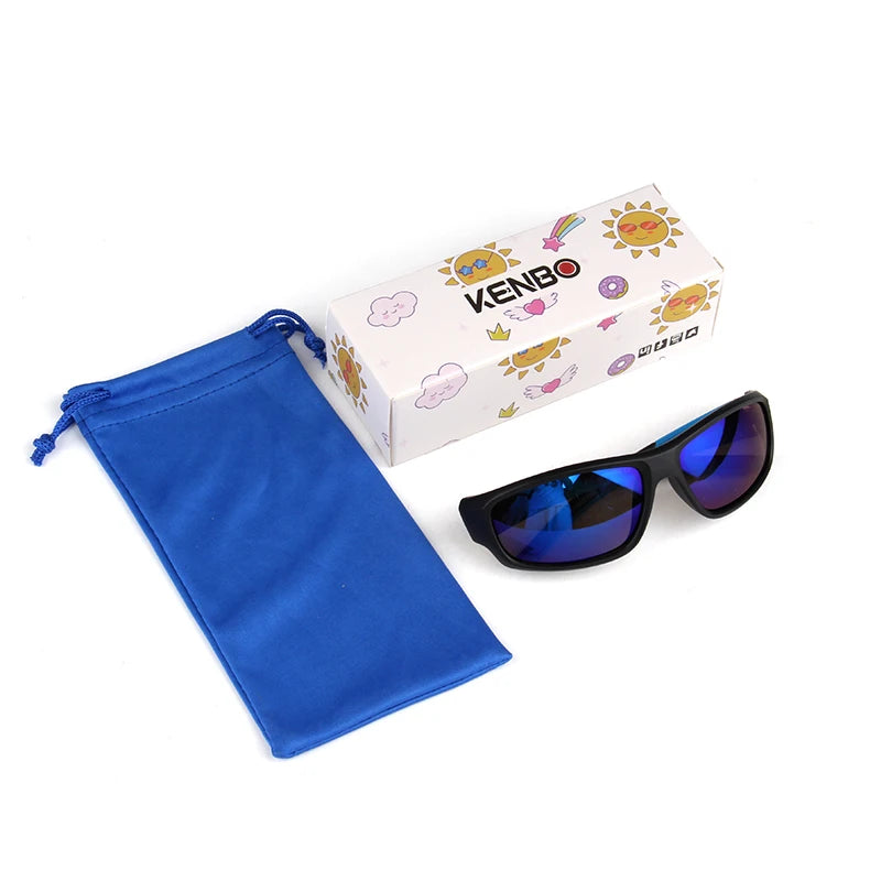 Kenbo enfants garçon Sport lunettes de soleil enfant cyclisme lunettes fille UV400 extérieur miroir lunettes pour cadeau avec étui